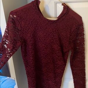 hollister mesh burgundy long sleeve